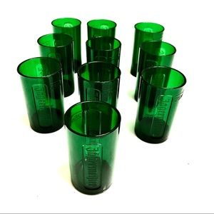Set of 10 plastic shot glasses from Jagermeister green color